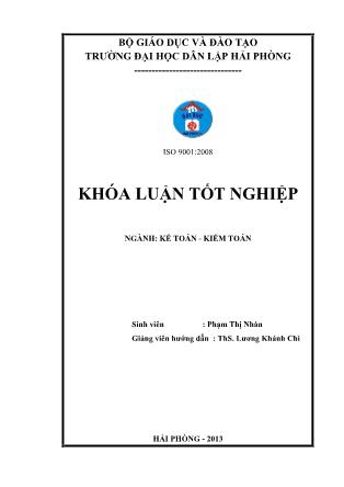 Khóa luận Hoàn thiện tổ chức công tác kế toán chi phí, doanh thu và xác định kết quả kinh doanh tại công ty TNHH Xây dựng & Thương mại Nam Sơn