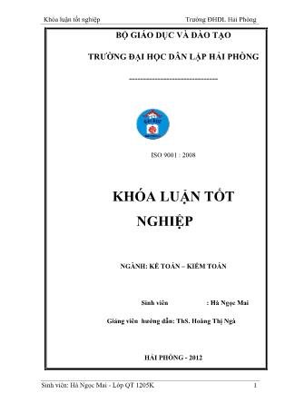 Khóa luận Hoàn thiện tổ chức công tác kế toán lập và phân tích Báo cáo kết quả hoạt động kinh doanh tại Công ty cổ phần thiết bị vật tư y tế Thanh Hóa