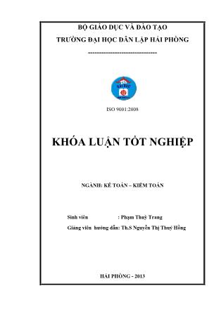 Khóa luận Hoàn thiện tổ chức công tác kế toán nguyên vật liệu tại Công ty cổ phần Việt Thịnh