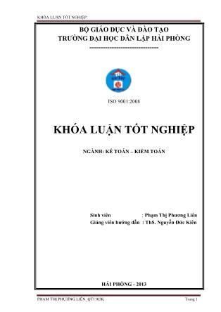 Khóa luận Hoàn thiện tổ chức kế toán chi phí sản xuất và tính giá thành sản phẩm tại Công ty trách nhiệm hữu hạn New hope Hà Nội - Chi nhánh Hải Phòng