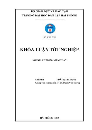 Khóa luận Hoàn thiện tổ chức kế toán doanh thu, chi phí và xác định kết quả kinh doanh tại Công ty TNHH MTV xi măng Vicem Hải Phòng