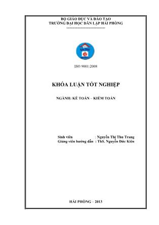 Khóa luận Hoàn thiện tổ chức kế toán tập hợp chi phí sản xuất và tính giá thành sản phẩm tại Công ty trách nhiệm hữu hạn một thành viên xi măng Vicem Hải Phòng