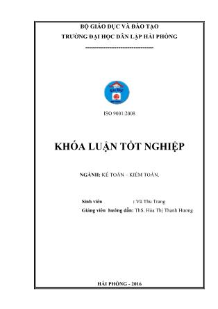 Khóa luận Hoàn thiện tổ chức kế toán vốn bằng tiền tại Công ty Cổ phần Xây lắp và Thiết bị điện Hải Phòng