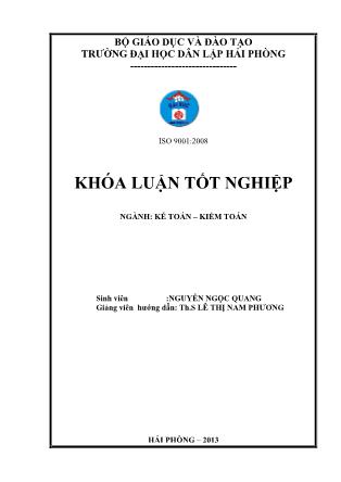 Khóa luận Hoàn thiện tổ chức kế toán vốn bằng tiền tại Công ty cổ phần ô tô khách Hải Phòng