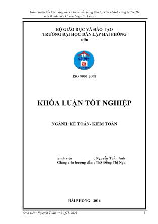 Khóa luận Hoàn thiện tổ chức kế toán vốn bằng tiền tại Công ty TNHH 1TV Green Logistic Centre