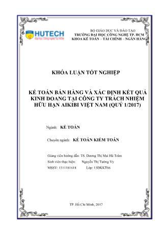 Khóa luận Kế toán bán hàng - xác định kết quả kinh doanh quý 01/2017 tại Công ty Trách nhiệm hữu hạn Aikibi Việt Nam