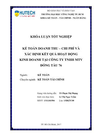 Khóa luận Kế toán doanh thu - Chi phí và xác định kết quả hoạt động sản xuất kinh doanh tại công ty TNHH MTV Đóng tàu 76