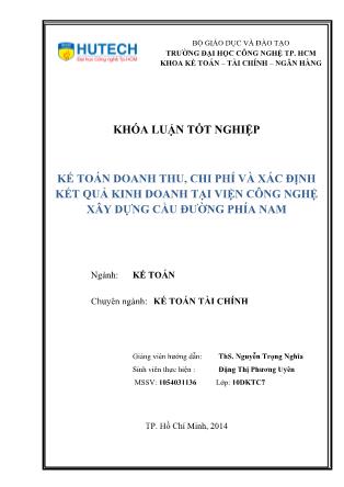 Khóa luận Kế toán doanh thu, chi phí và xác định kết quả kinh doanh tại Viện Công Nghệ Xây Dựng Cầu Đường Phía Nam