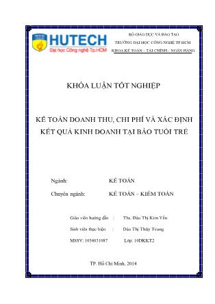 Khóa luận Kế toán doanh thu, chi phí và xác định kết quả kinh doanh tại Báo Tuổi Trẻ