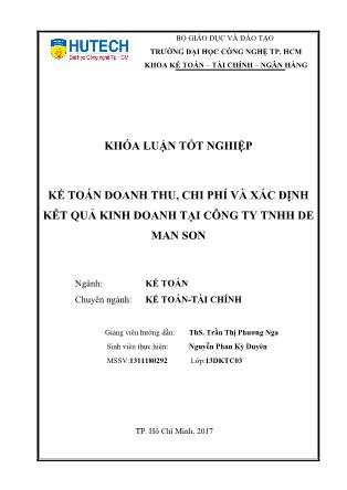 Khóa luận Kế toán doanh thu, chi phí và xác định kết quả kinh doanh của Công Ty TNHH DE MAN SON