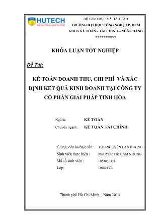 Khóa luận Kế toán doanh thu chi phí và xác định kết quả kinh doanh tại Công ty Cổ Phần Giải Pháp Tinh Hoa