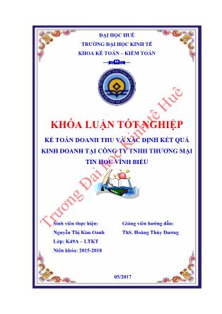 Khóa luận Kế toán doanh thu và xác định kết quả kinh doanh tại Công ty TNHH Thương mại tin học Vĩnh Biểu