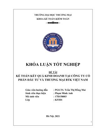 Khóa luận Kế toán kết quả kinh doanh tại Công ty Cổ phần Đầu tư và Thương mại BTK Việt Nam