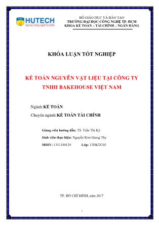 Khóa luận Kế toán nguyên vật liệu tại Công ty TNHH Bakehouse Việt Nam