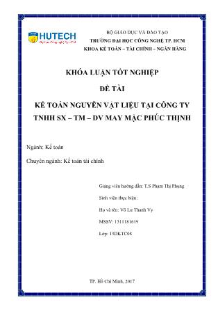 Khóa luận Kế toán nguyên vật liệu tại công ty TNHH SX-TM-DV May Mặc Phúc Thịnh