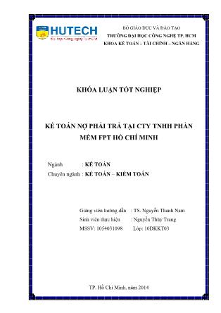 Khóa luận Kế toán nợ phải trả tại Công ty TNHH phần mềm FPT Hồ Chí Minh