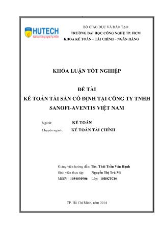 Khóa luận Kế toán tài sản cố định tại Công ty TNHH Sanofi-Aventis Việt Nam