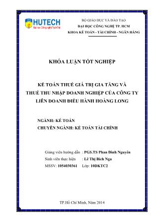 Khóa luận Kế toán thuế giá trị gia tăng và thuế thu nhập doanh nghiệp của Công ty Liên doanh điều hành Hoàng Long