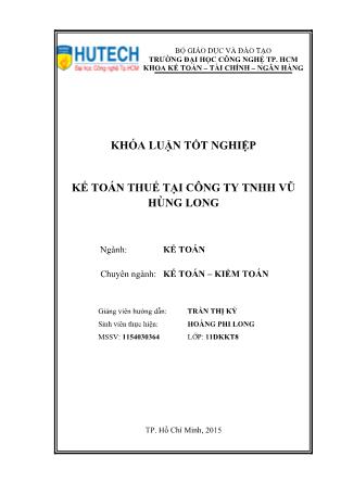Khóa luận Kế toán thuế tại Công ty TNHH Vũ Hùng Long