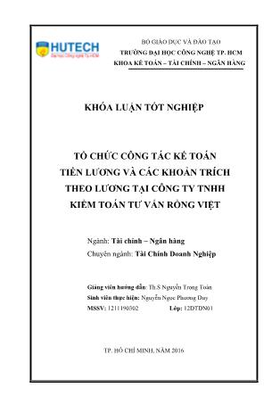 Khóa luận Kế toán tiền lương và các khoản trích theo lương ở Công ty TNHH Kiểm Toán Tư Vấn Rồng Việt