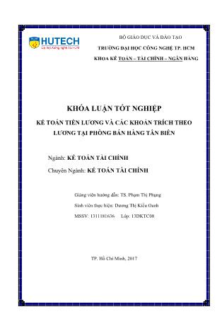 Khóa luận Kế toán tiền lương và các khoản trích theo lương tại Phòng bán hàng Tân Biên - Trung Tâm Kinh Doanh VNPT - Tây Ninh