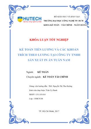 Khóa luận Kế toán tiền lương và các khoản trích theo lương tại công ty TNHH Sản Xuất In Ấn Tuấn Nam