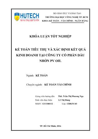 Khóa luận Kế toán tiêu thụ và xác định kết quả kinh doanh tại công ty cổ phần Dầu Nhờn PV OIL