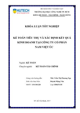 Khóa luận Kế toán tiêu thụ và xác định kết quả kinh doanh tại công ty Cổ Phần Nam Việt Úc