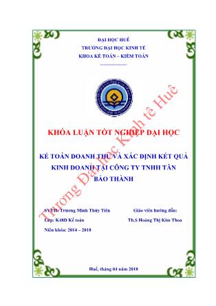 Khóa luận Kế toán toán doanh thu và xác định kết quả kinh doanh tại Công ty TNHH Tân Bảo Thành