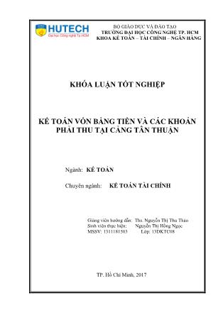 Khóa luận Kế toán vốn bằng tiền và các khoản phải thu tại Cảng Tân Thuận