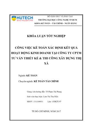 Khóa luận Kế toán xác định kết quả hoạt động kinh doanh tại Công Ty CPTM Tư vấn thiết kế & thi công xây dựng Thị Xã