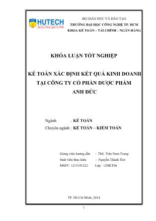 Khóa luận Kế toán Xác định kết quả kinh doanh tại Công ty cổ phần dược phẩm Anh Đức