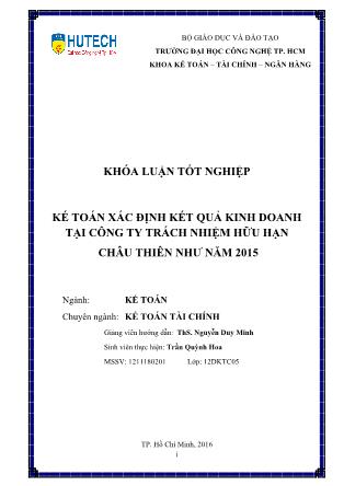 Khóa luận Kế toán xác định kết quả kinh doanh tại Công ty TNHH Châu Thiên Như năm 2015