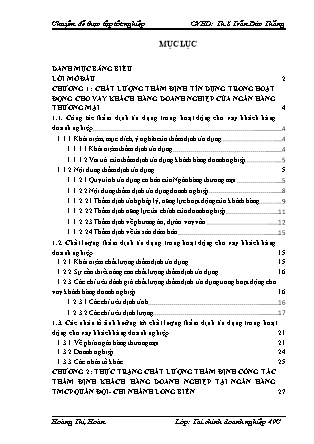 Khóa luận Nâng cao chất lượng công tác thẩm định tín dụng trong hoạt động cho vay khách hàng doanh nghiệp tại Ngân hàng TMCP Quân đội (MB) - Chi nhánh Long Biên