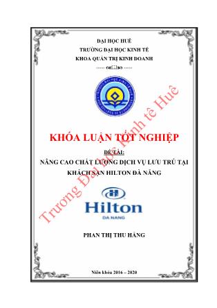 Khóa luận Nâng cao chất lượng dịch vụ lưu trú tại khách sạn Hilton Đà Nẵng