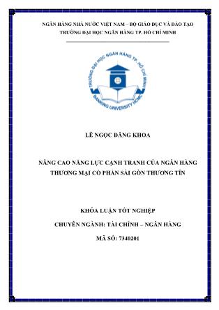 Khóa luận Nâng cao năng lực cạnh tranh của Ngân hàng TMCP Sài Gòn Thương Tín (Sacombank)