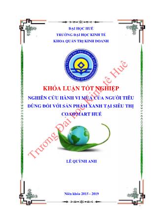 Khóa luận Nghiên cứu hành vi mua của người tiêu dùng đối với sản phẩm xanh tại siêu thị Co.opmart Huế