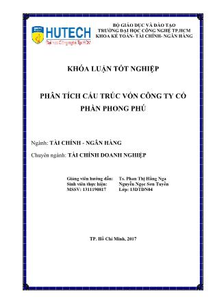 Khóa luận Phân tích cấu trúc vốn Công ty Cổ phần Phong Phú