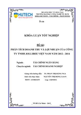 Khóa luận Phân tích doanh thu và lợi nhuận của công ty TNHH Jollibee Việt Nam năm 2012 - 2014