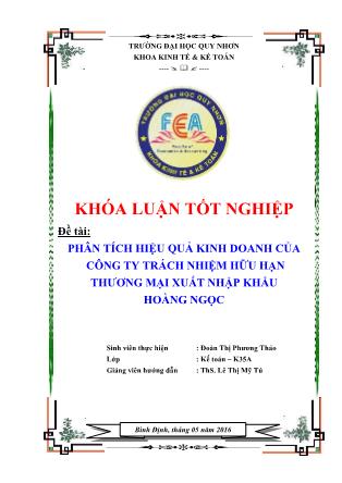 Khóa luận Phân tích hiệu quả kinh doanh của Công ty Trách nhiệm hữu hạn Thương mại Xuất nhập khẩu khẩu Hoàng Ngọc