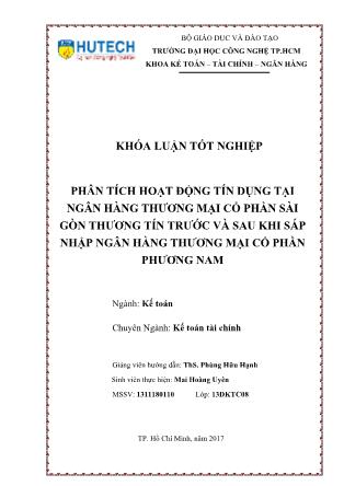 Khóa luận Phân tích hoạt động tín dụng của Ngân hàng Thương Mại Cổ Phần Sài Gòn Thương Tín (Sacombank) trước và sau khi sáp nhập Ngân hàng Phương Nam