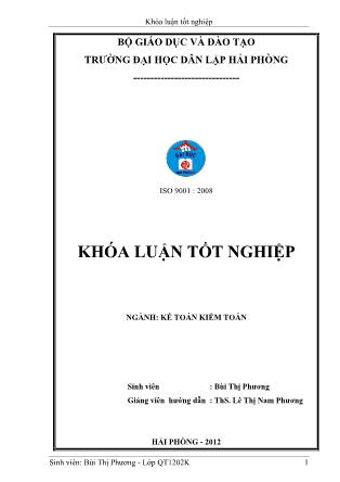 Khóa luận Phân tích tài chính và một số biện pháp cải thiện tình hình tài chính tại Công ty trách nhiệm hữu hạn thương mại Duy Thịnh - Bùi Thị Phương