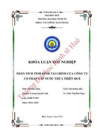 Khóa luận Phân tích tình hình tài chính của công ty Cổ phần cấp nước Thừa Thiên Huế