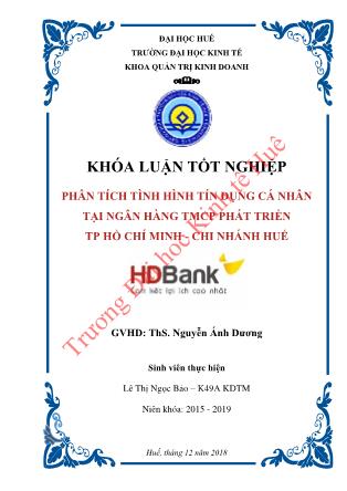 Khóa luận Phân tích tình hình tín dụng khách hàng cá nhân tại Ngân hàng TMCP Phát triển thành phố Hồ Chí Minh chi nhánh Huế