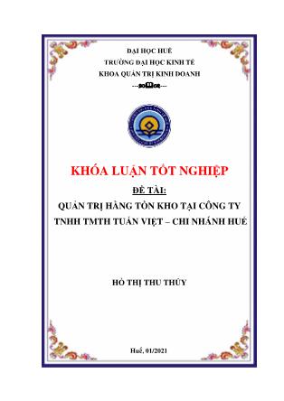 Khóa luận Quản trị hàng tồn kho tại Công ty TNHH TMTH Tuấn Việt - Chi nhánh Huế