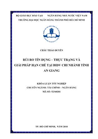 Khóa luận Rủi ro tín dụng - thực trạng và giải pháp hạn chế tại BIDV chi nhánh tỉnh An Giang