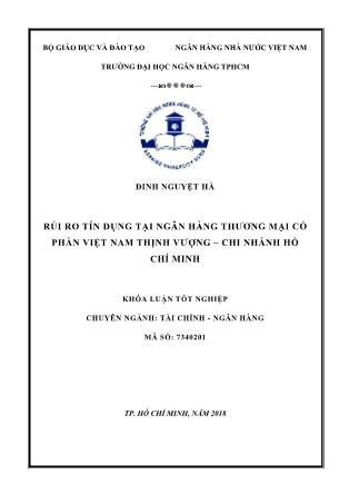 Khóa luận Rủi ro trong hoạt động tín dụng tại Ngân hàng TMCP Việt Nam Thịnh Vượng VPBank