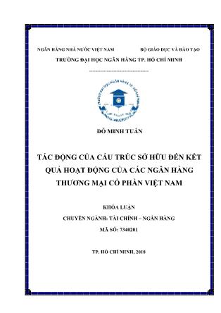 Khóa luận Tác động của cấu trúc sở hữu đến kết quả hoạt động của các Ngân hàng Thương mại cổ phần Việt Nam