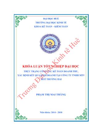 Khóa luận Thực trạng công tác kế toán doanh thu và xác định kết quả kinh doanh tại Công ty TNHH MTV Huế Trường Hải