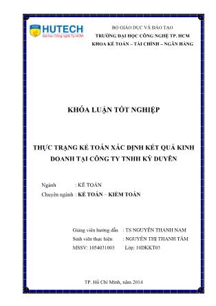 Khóa luận Thực trạng kế toán xác định kết quả kinh doanh tại Công ty TNHH Kỳ Duyên